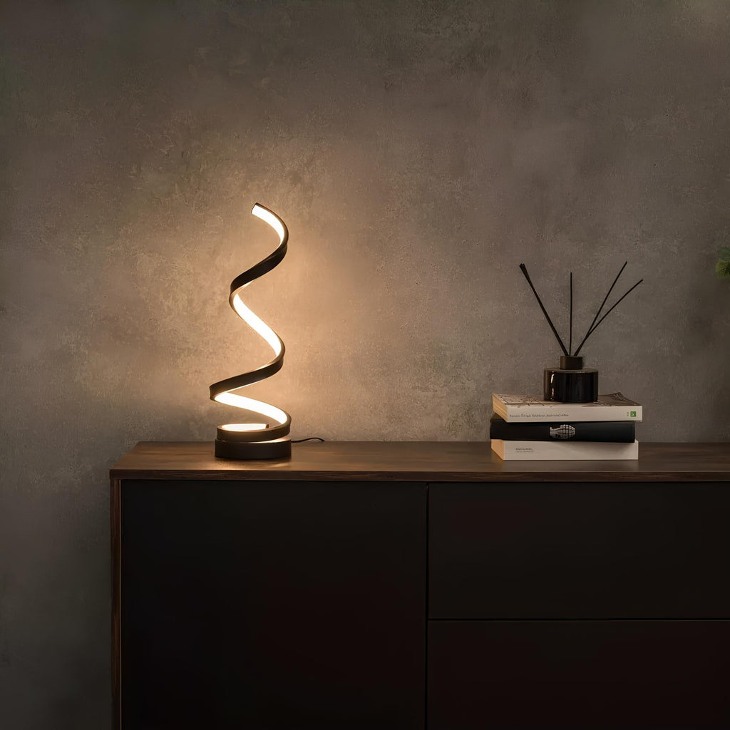 Lampe de bureau spiralée avec 3 niveaux de luminosité – sans fil et dimmable