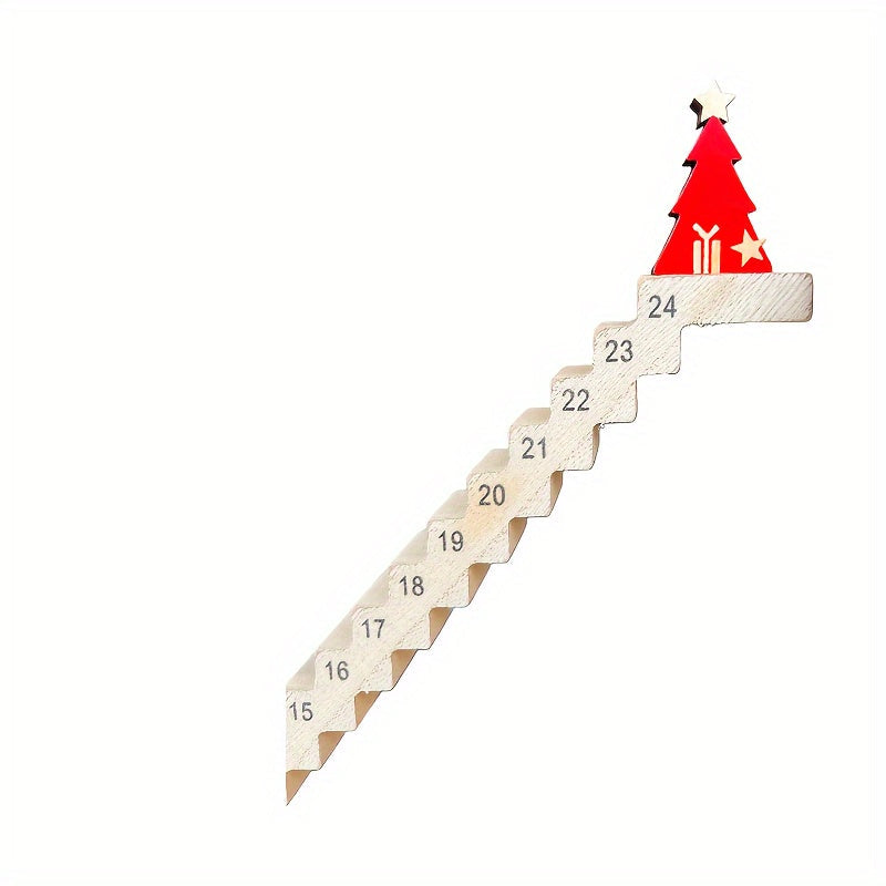 Calendrier de l'Avent de Noël Santa – Compte à rebours en bois de 24 jours avec texte en anglais, décoration de fête pour tables, maisons et présentations festives