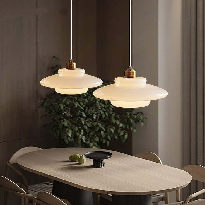 Suspension Moderne en Verre Blanc