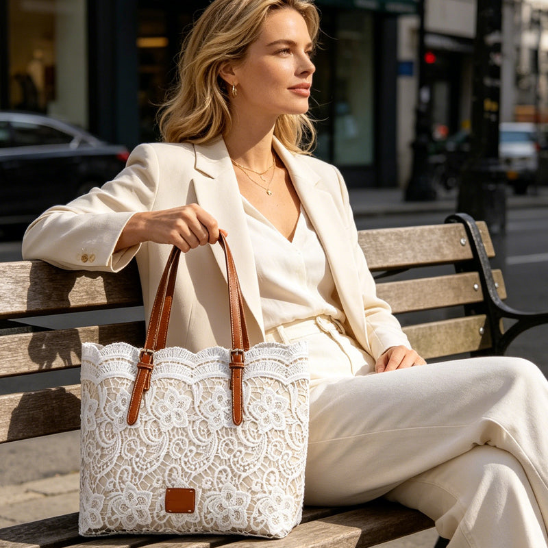 Amara™ | Grand Sac Tote en Dentelle au Style Vintage