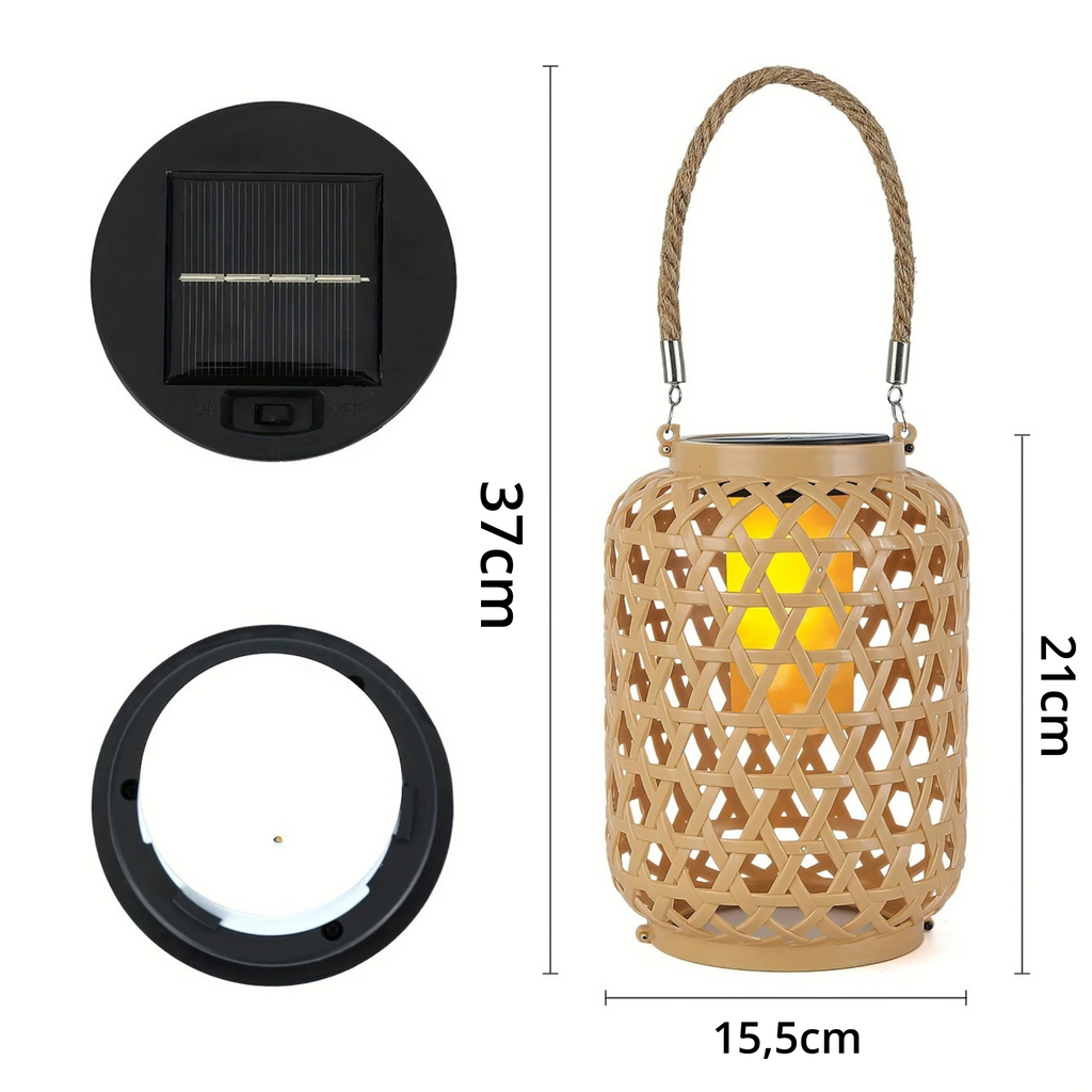 Lampe solaire d'extérieur en bambou
