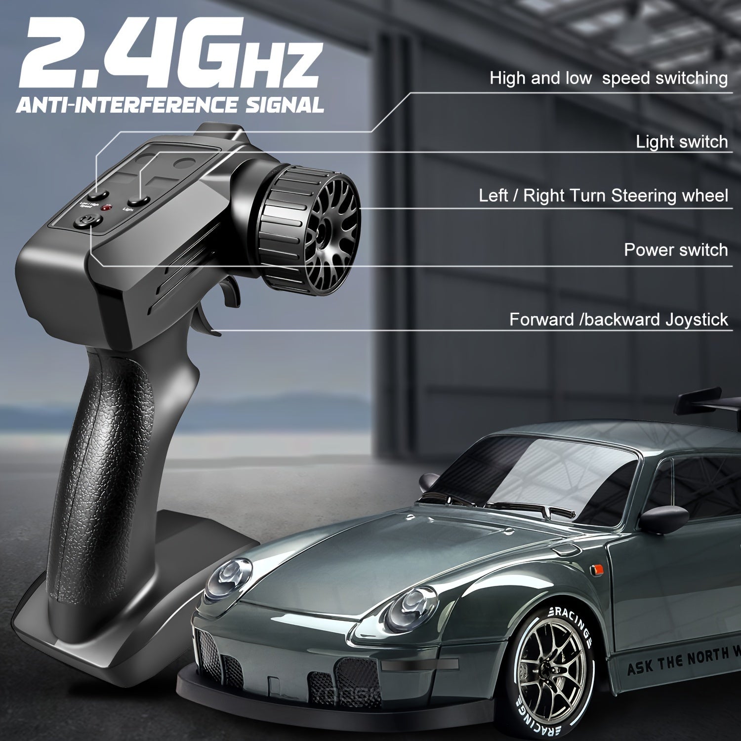Skanto | Ultimate 1:24 Voiture de Drift RC avec roues LED – Jouet de course rechargeable 4WD