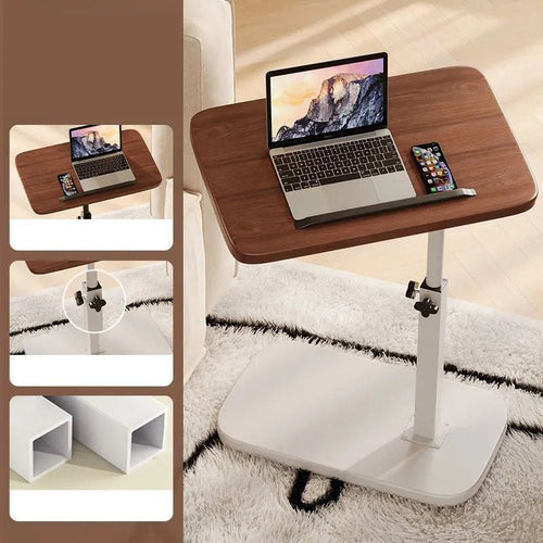Table d'appoint réglable avec roulettes | Table pour ordinateur portable/lit réglable en hauteur et en inclinaison | Design en C gain de place pour canapé et lit | Facile à déplacer