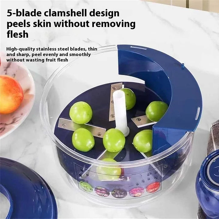 Éplucheur de fruits automatique | Rechargeable & Acier inoxydable | Moteur de 50W & Lame de précision | Épluchage rapide & propre