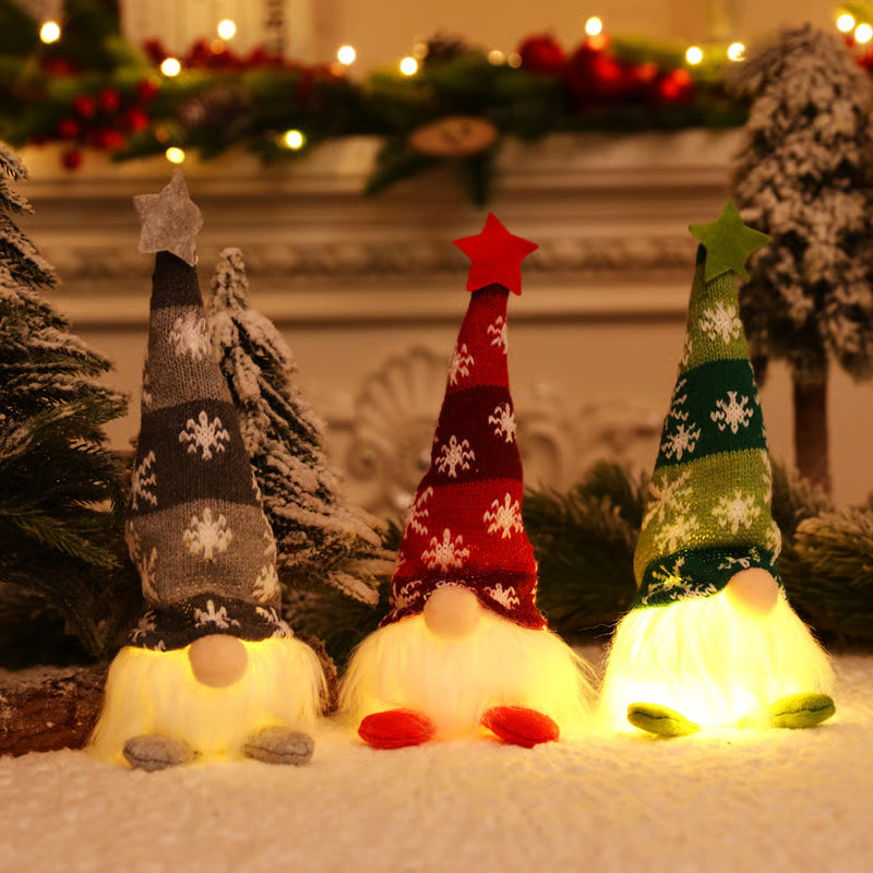 Lutin de Noël avec lumière LED | Figurine décorative faite à la main | Design nordique