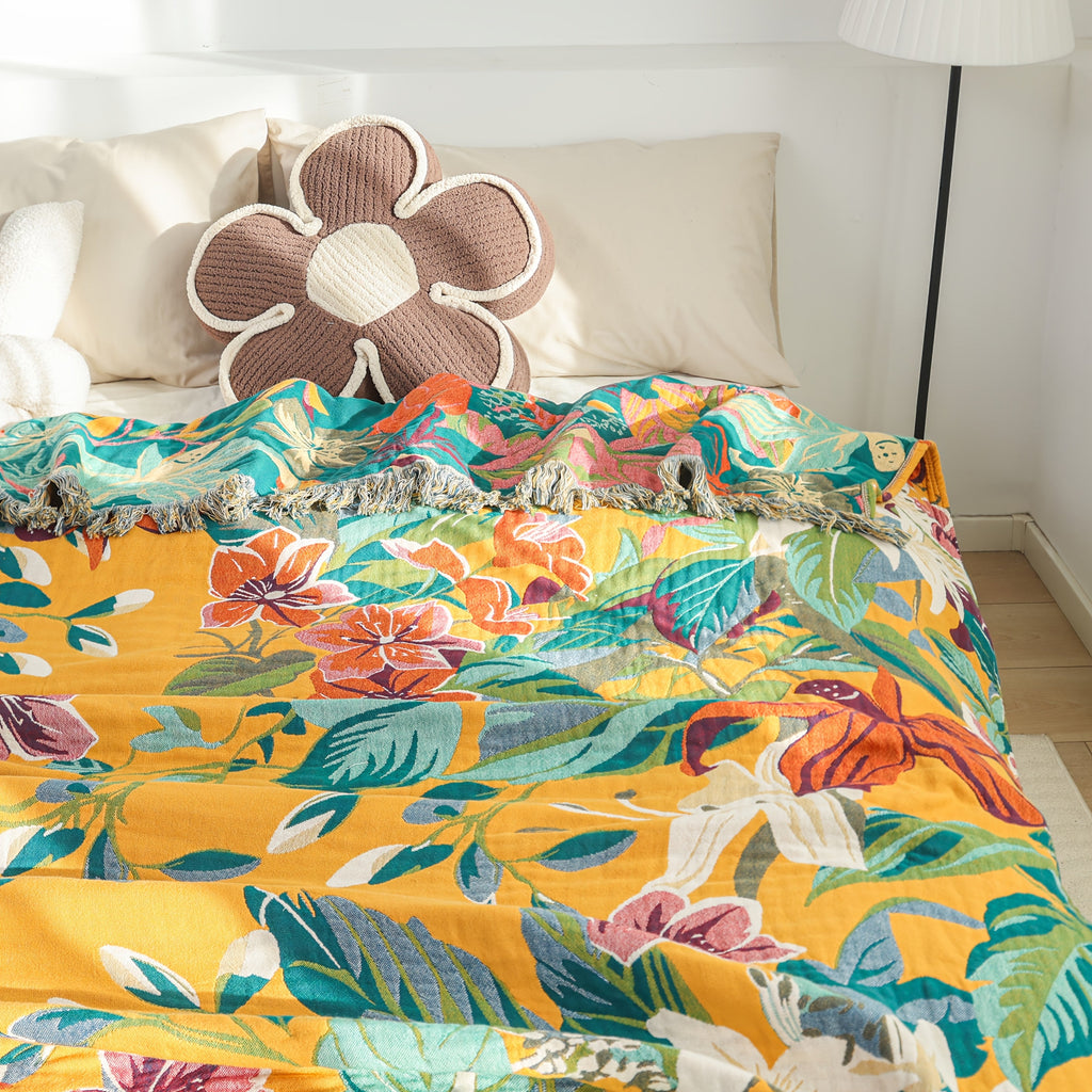 PUREBLOOM – Couverture d'été en coton jacquard respirant pour un sommeil frais et confortable