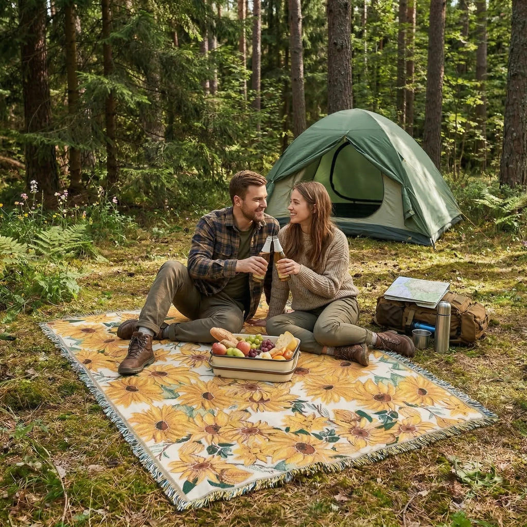 Couverture de pique-nique imperméable avec motif floral 180x230 cm