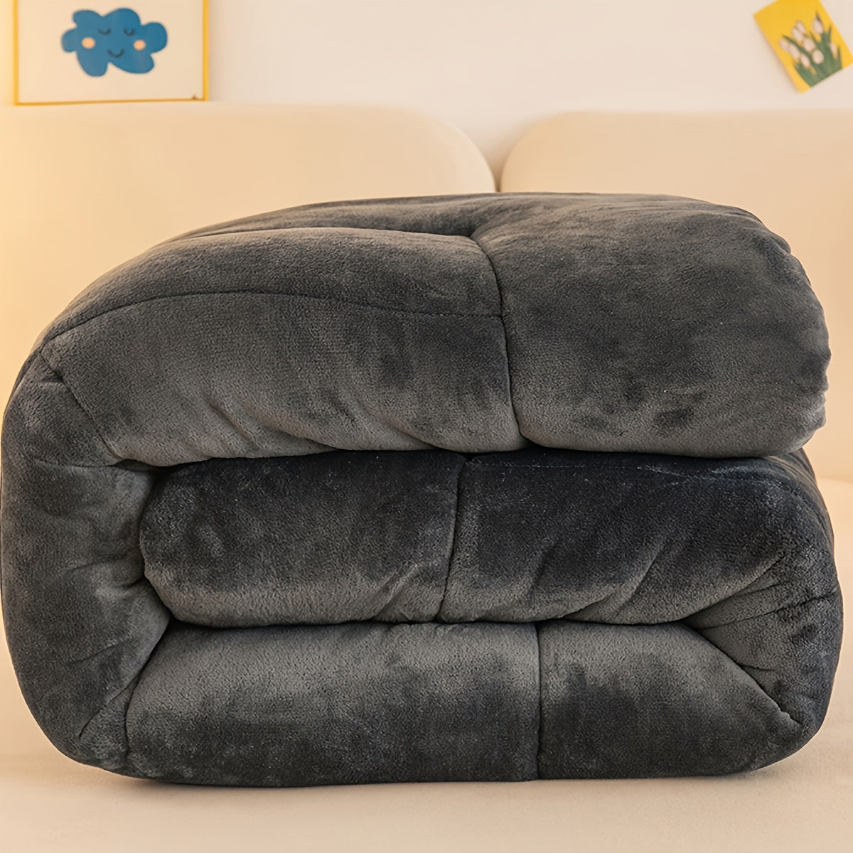 VELVLOFT – Couette en Fleece d'Agneau à Motif Grille