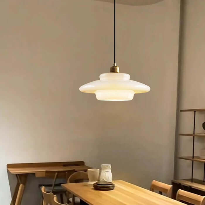 Suspension Moderne en Verre Blanc