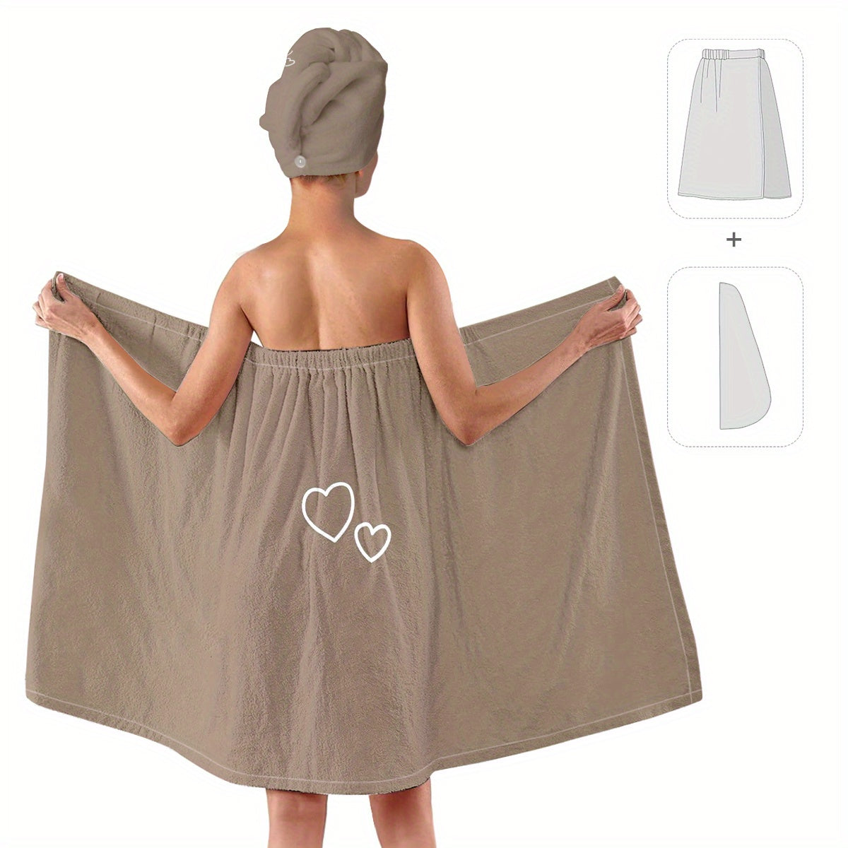 AQUARELLE - Ensemble de Peignoir et Serviette Minimaliste Solide Léger à Séchage Rapide Essentiels de Bain Faciles