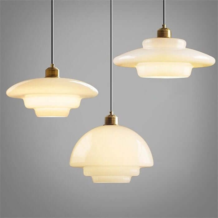 Suspension Moderne en Verre Blanc