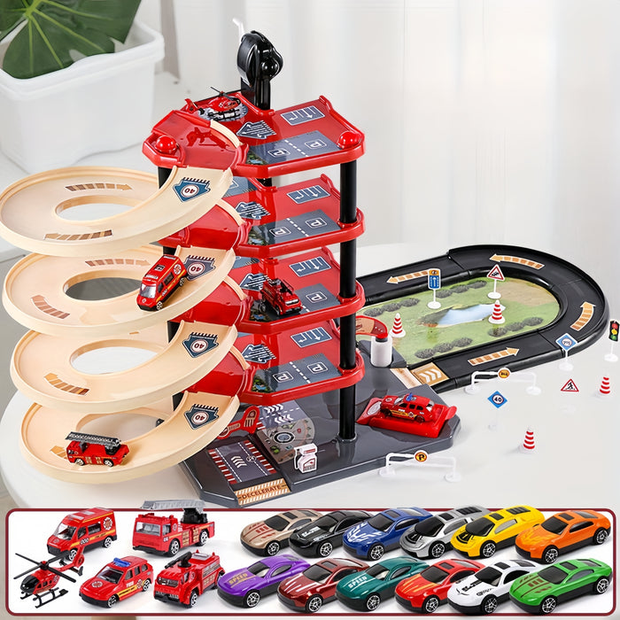 Set de Jeu Garage FirePark - Jouer Avec Camion de Pompiers + Étages