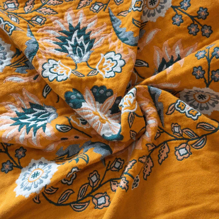 Couverture Vintage Boho avec Motif Floral