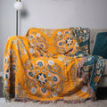 Couverture Vintage Boho avec Motif Floral