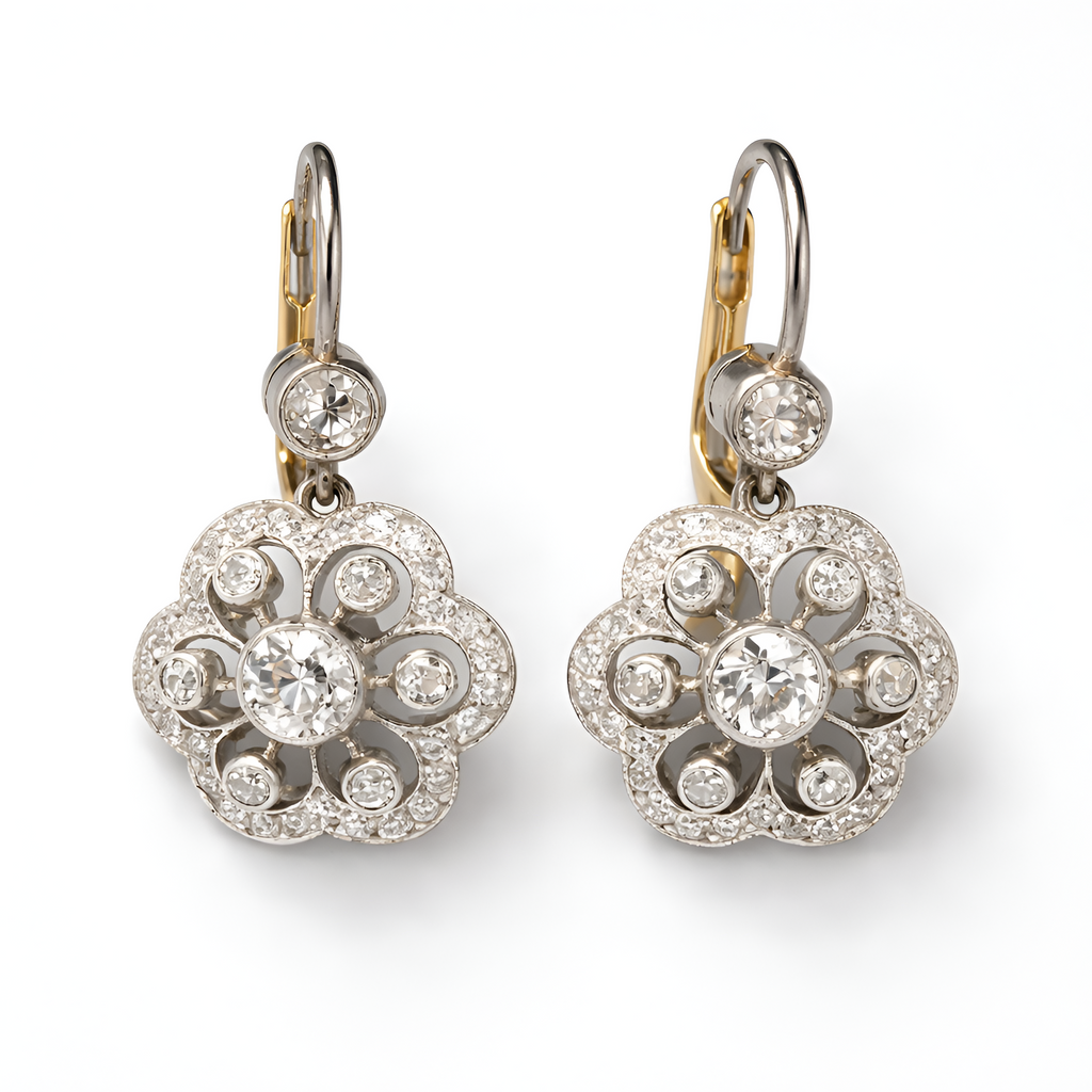 Madelyn - Boucles d'oreilles pendantes à motif floral vintage