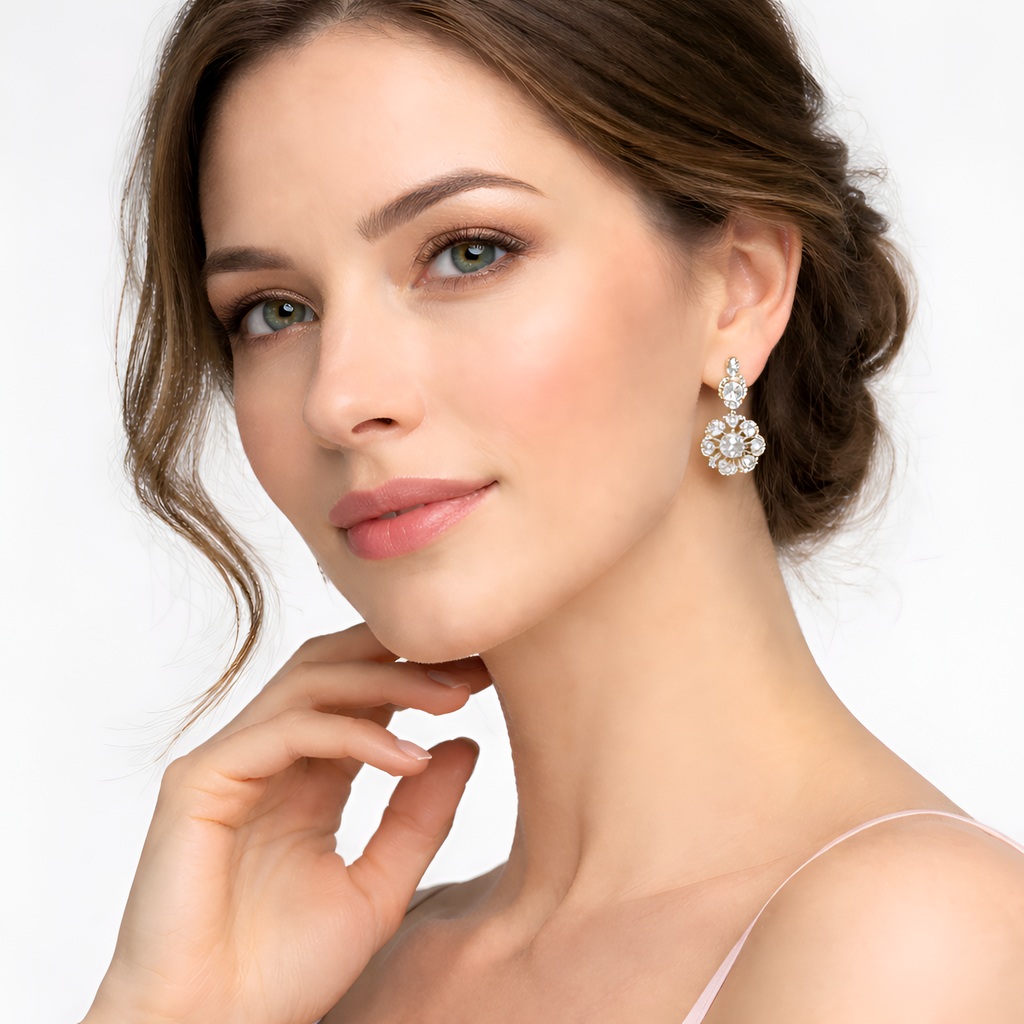Madelyn - Boucles d'oreilles pendantes à motif floral vintage