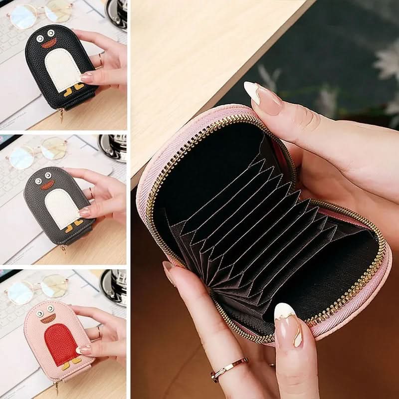 Porte-cartes - motif pingouin compact et durable