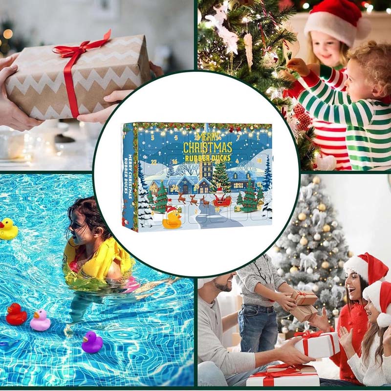 24 Pcs Calendrier de l'Avent Canards en Caoutchouc de Noël