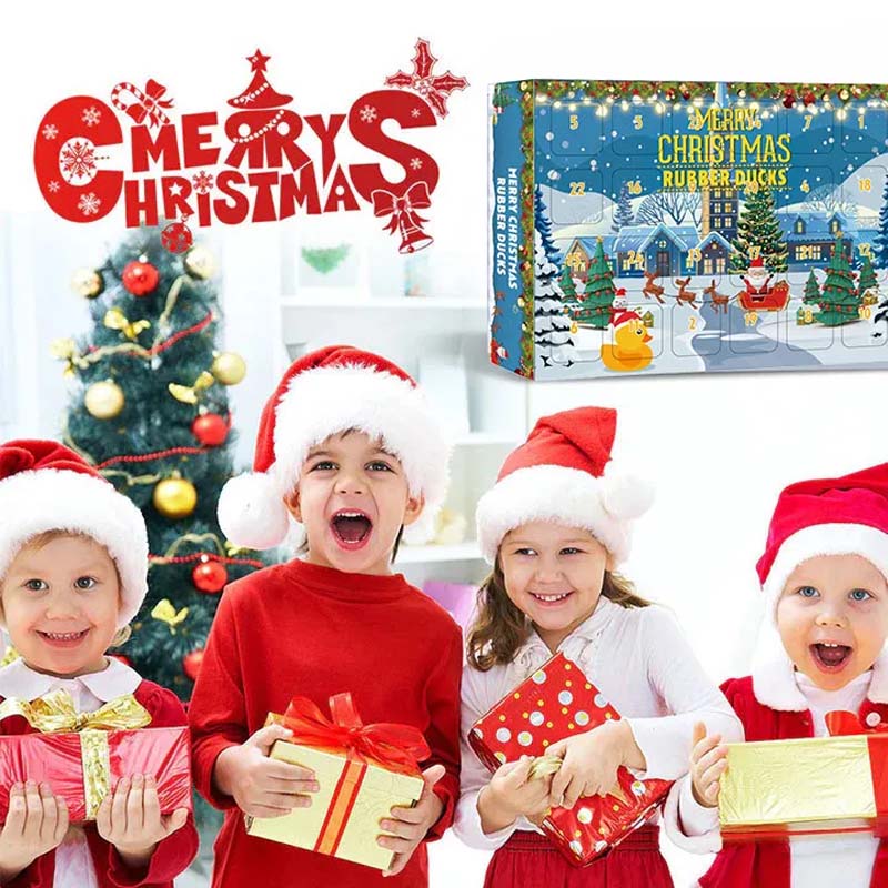 24 Pcs Calendrier de l'Avent Canards en Caoutchouc de Noël