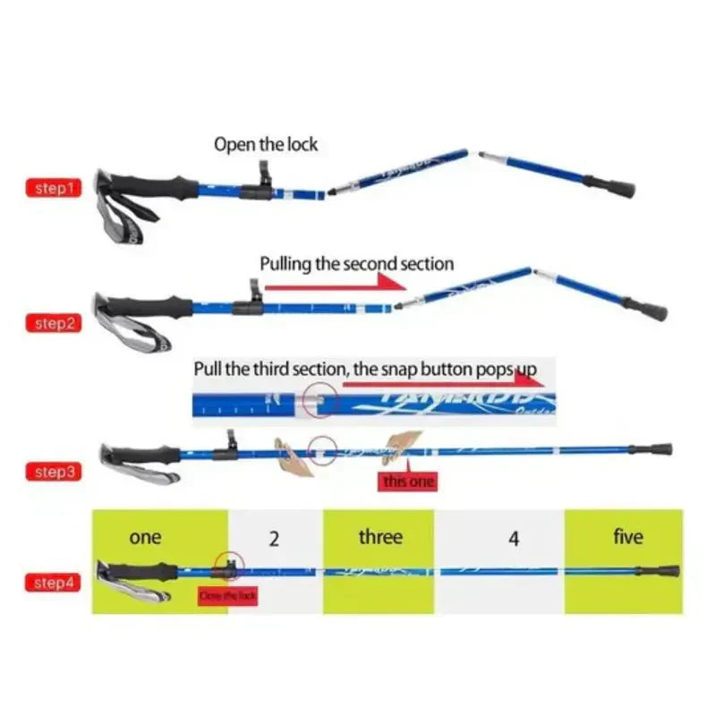 Bâton de Trekking en Aluminium Pliable pour des Randonnées Sans Effort
