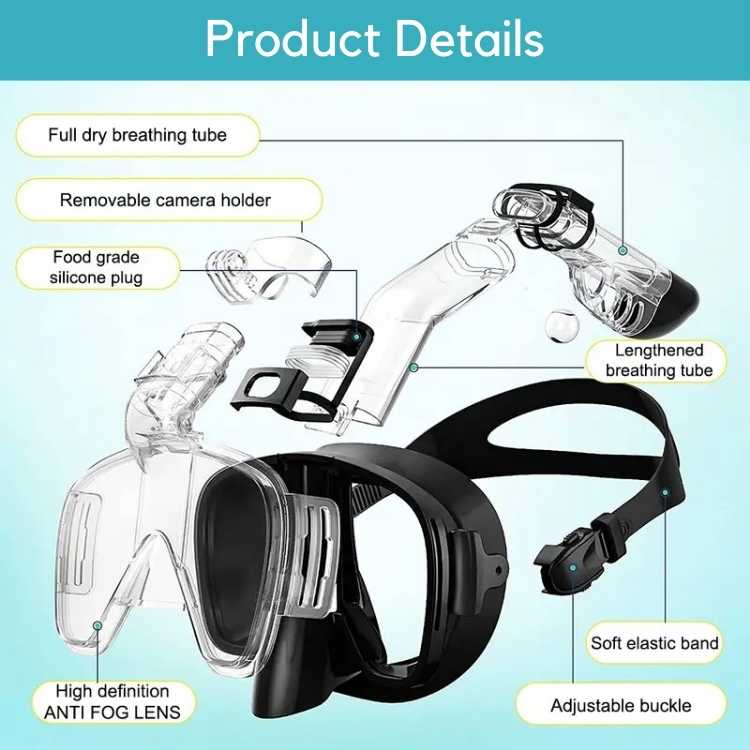 Masque de Plongée Pliable ProDive avec Vue à 180° pour Sports Nautiques