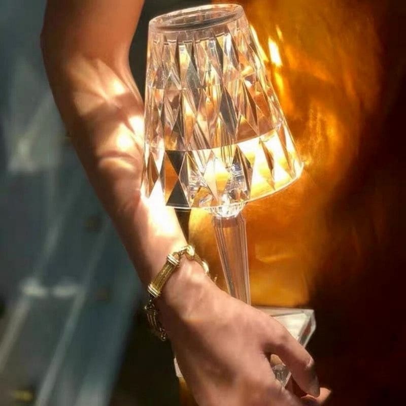GlimmerLux - Lampe de table en cristal tactile avec variateur 3 niveaux