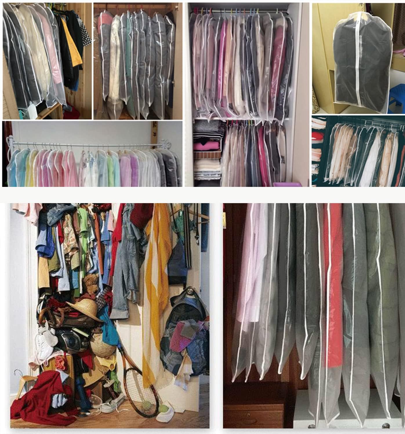 Sacs de rangement pour vêtements transparents – Pack de 5 (Achetez 1, obtenez 1 GRATUIT)