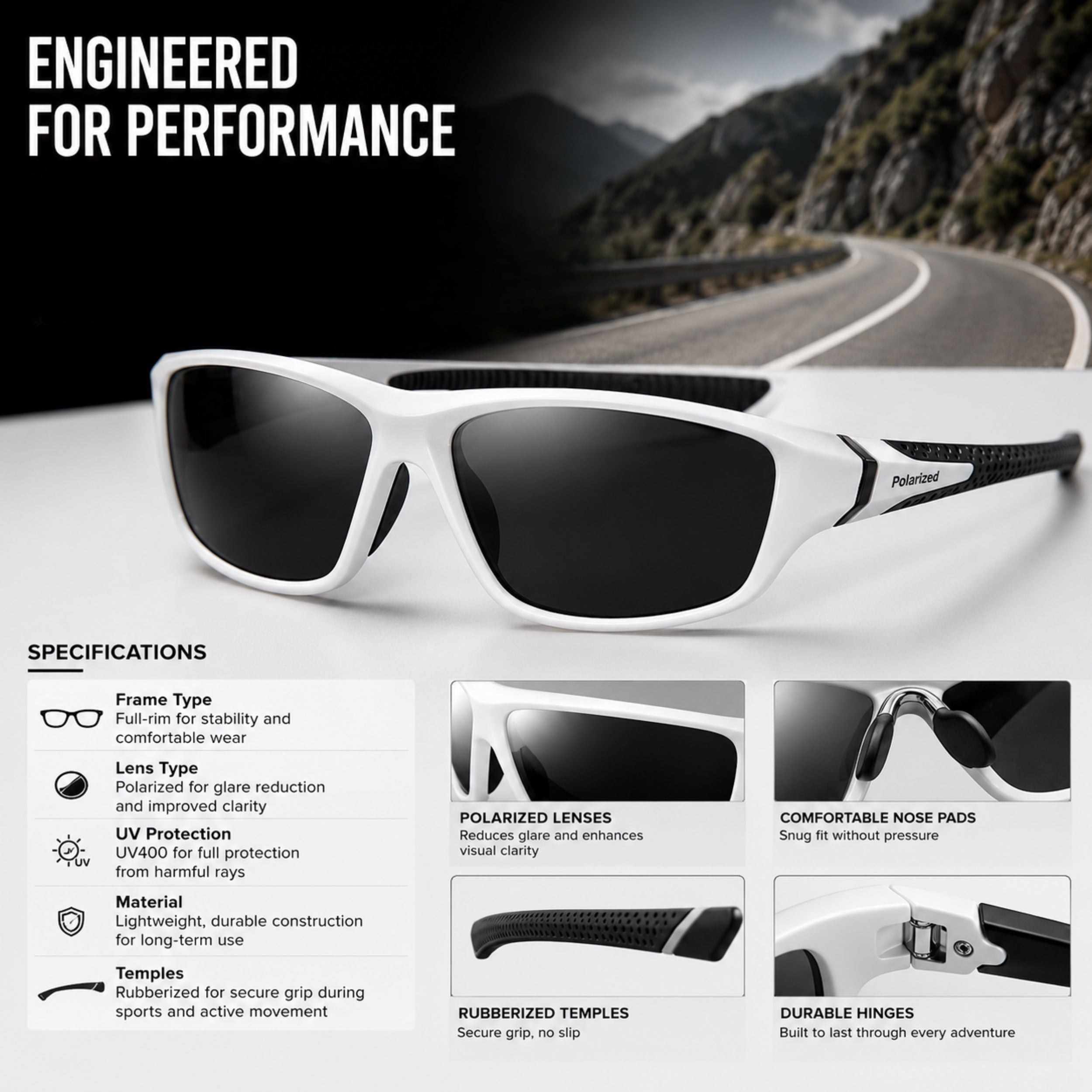 GLAREBLOCK – Lunettes de sport polarisées avec protection UV400
