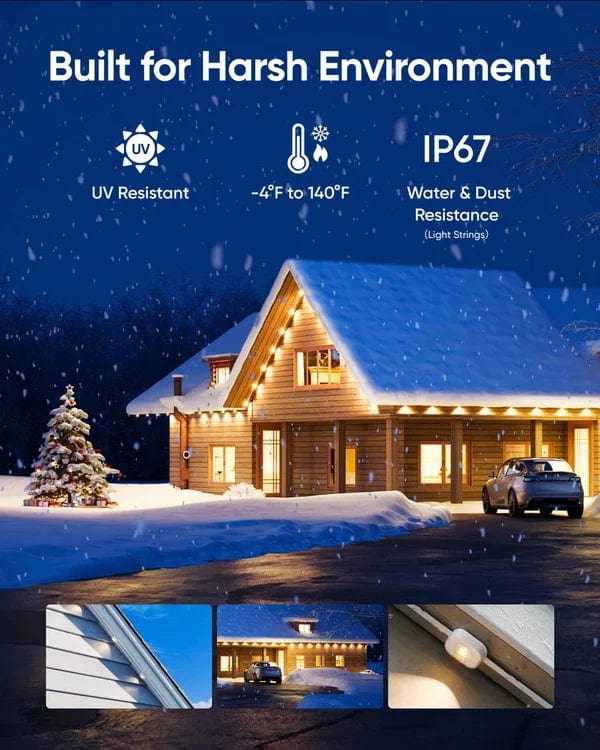 Éclairage extérieur LED intelligent | Bande lumineuse extérieure durable | Contrôle WLAN & Bluetooth | Étanche IP65