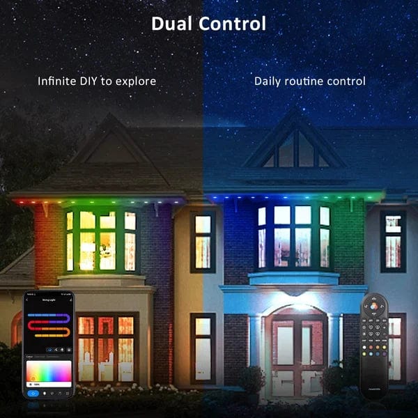 Éclairage extérieur LED intelligent | Bande lumineuse extérieure durable | Contrôle WLAN & Bluetooth | Étanche IP65