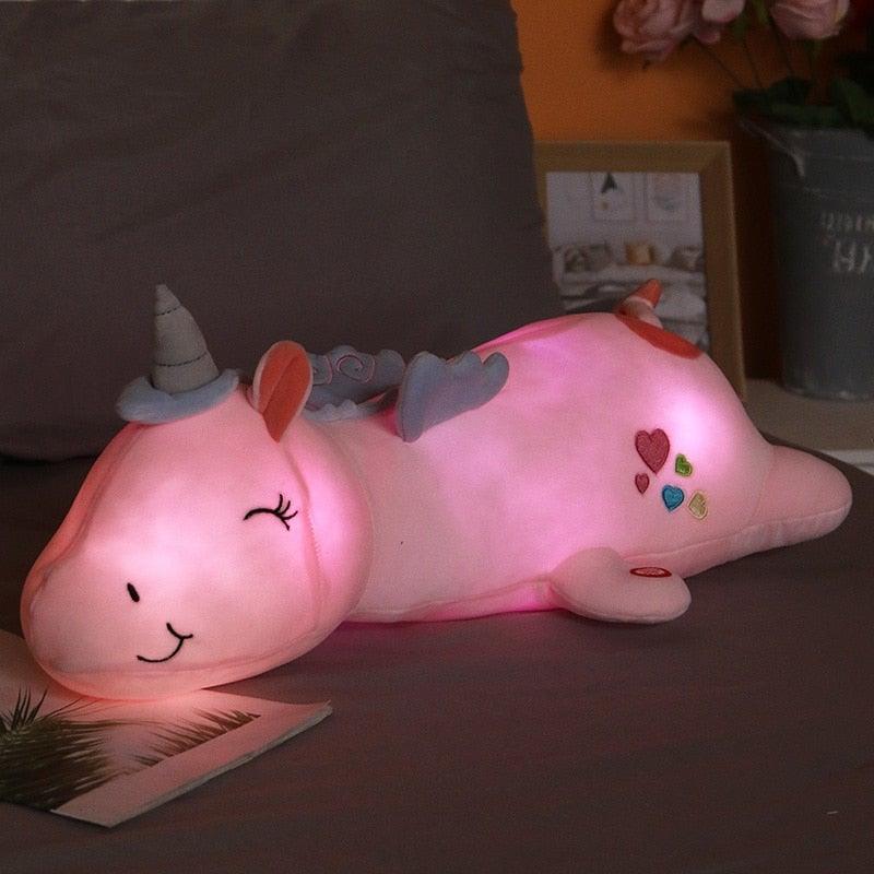 Lunacorn Licorne Lumineuse | Ami en Peluche Douillet | LED Arc-en-Ciel | Cadeau Parfait pour Enfants