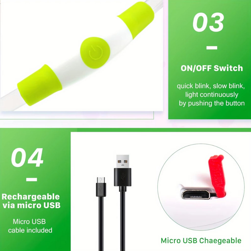 Collier LED GlowSafe pour Chien – Lumière de Sécurité Rechargeable USB
