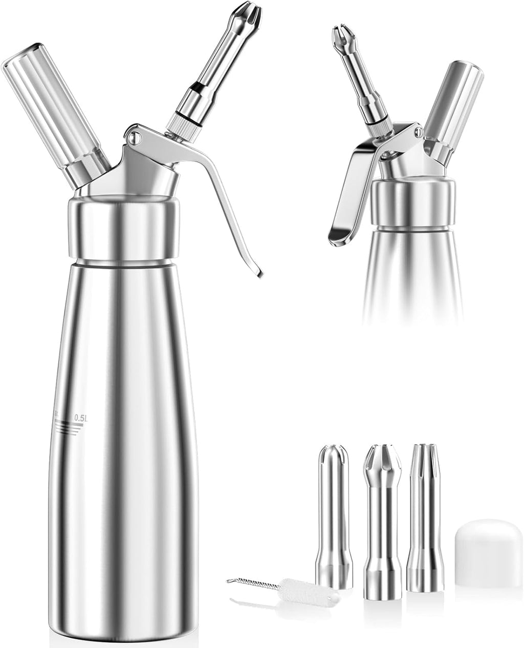 AluWhipa – Siphon à Crème Professionnel en Aluminium 500 ml
