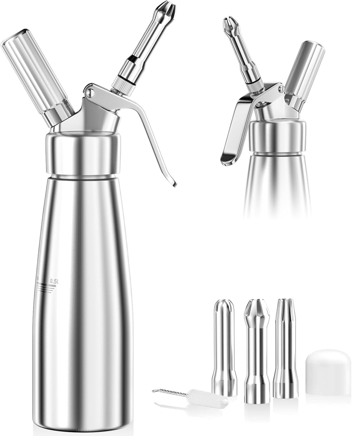 AluWhipa – Siphon à Crème Professionnel en Aluminium 500 ml