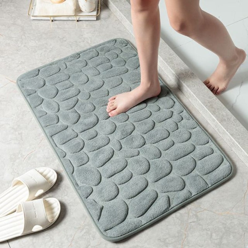 Tapis de Salle de Bain en Mousse à Mémoire avec Design en Pierre