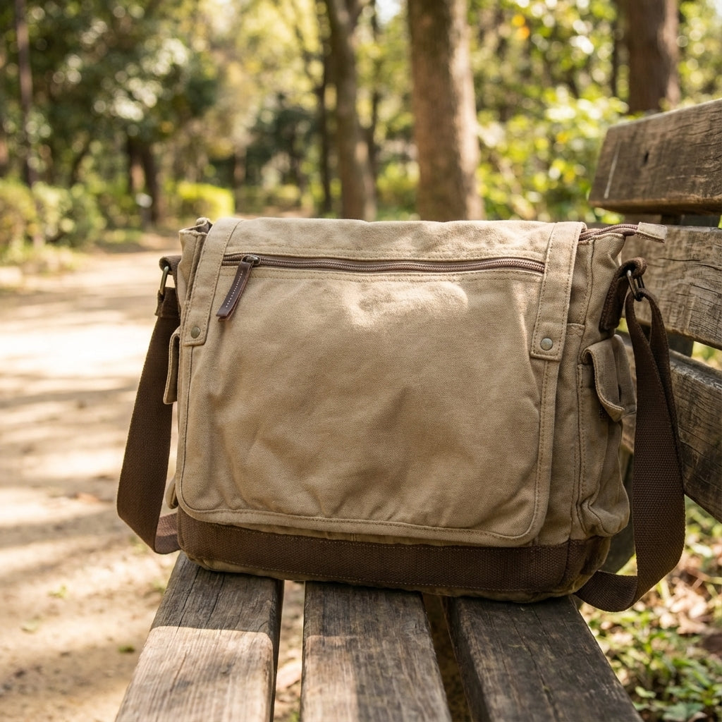 Sac Messenger Vintage Unisexe avec Grand Rangement