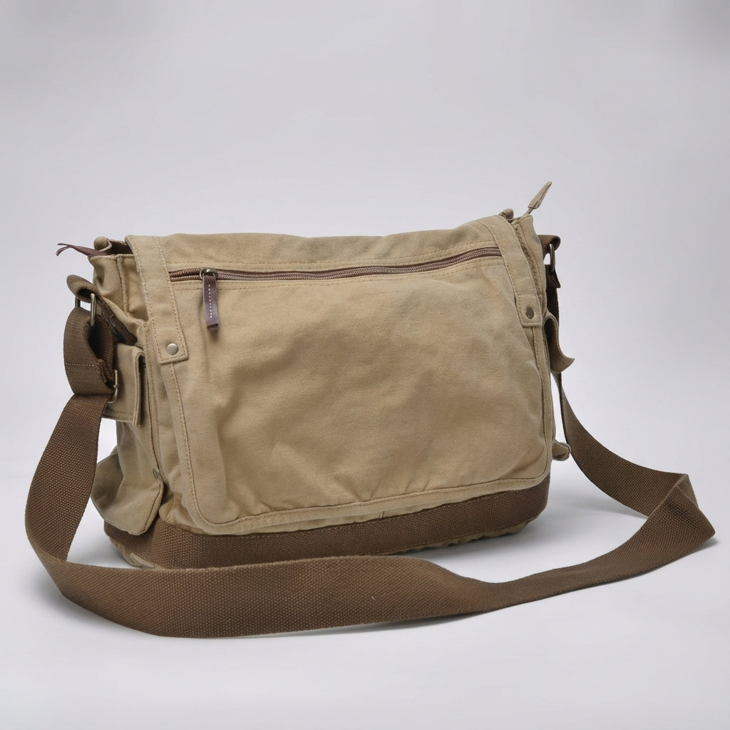 Sac Messenger Vintage Unisexe avec Grand Rangement
