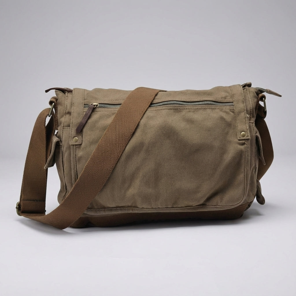 Sac Messenger Vintage Unisexe avec Grand Rangement