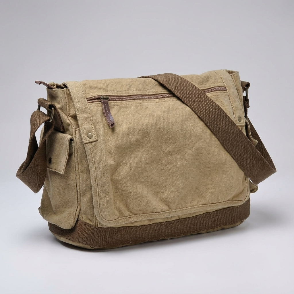 Sac Messenger Vintage Unisexe avec Grand Rangement