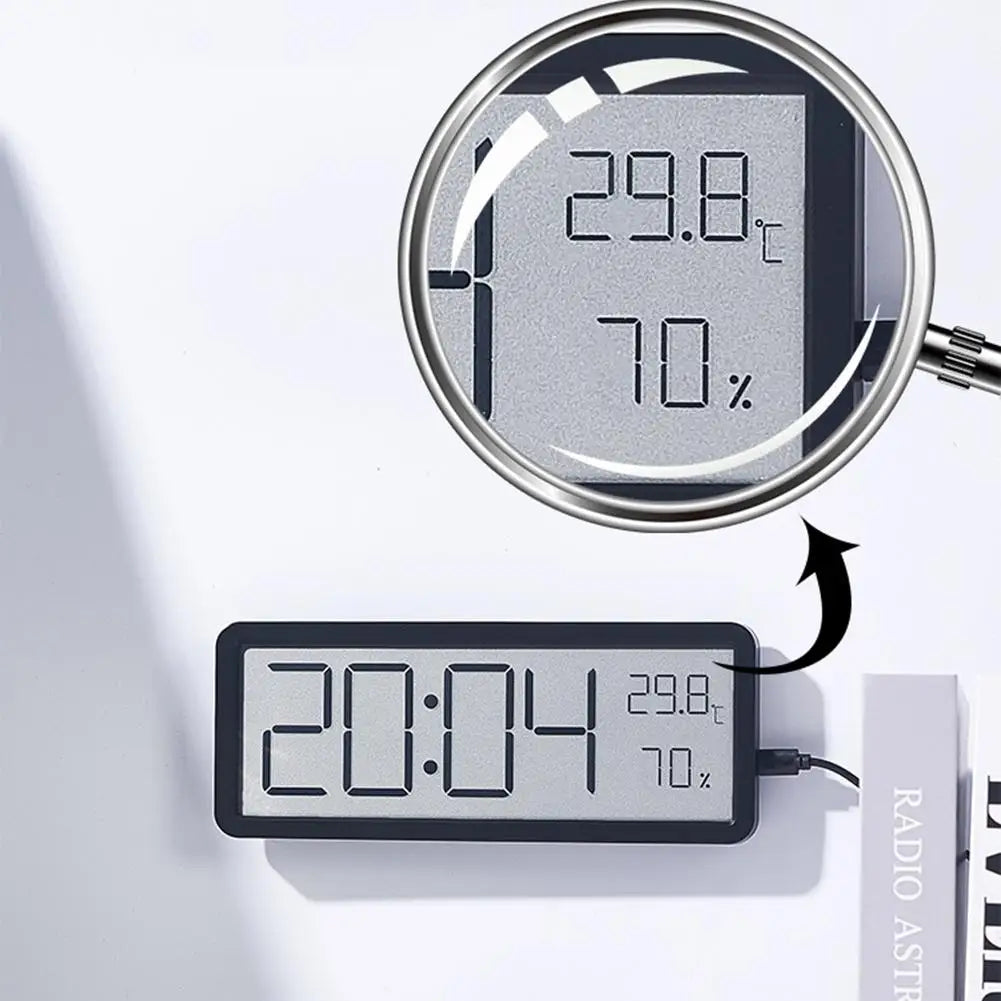 Grande Horloge Murale Numérique - LED Avec Température