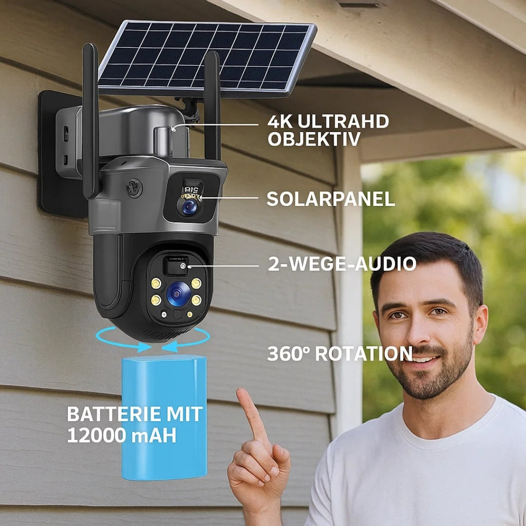 GuardVision™ | Caméra de surveillance solaire 4K avec Wi-Fi