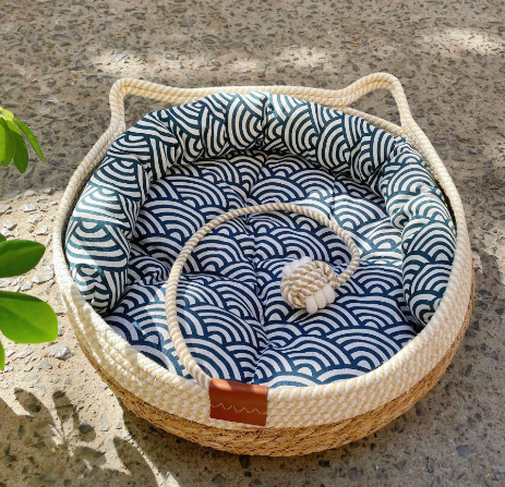 Lit Niche pour Chat en Sisal et Coton Fait Main - Plusieurs Couleurs
