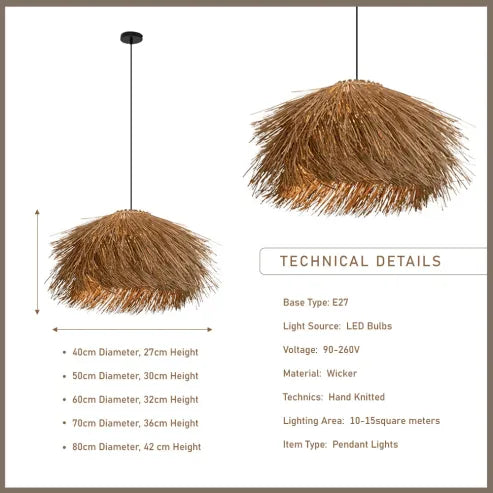Lampe Suspendue en Rattan Fait Main pour une Ambiance Naturelle et Chaleureuse à la Maison