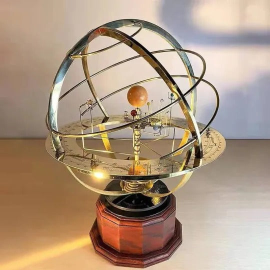 Modèle de Système Solaire Fait Main - Grand Orrery avec Planètes et Lunes