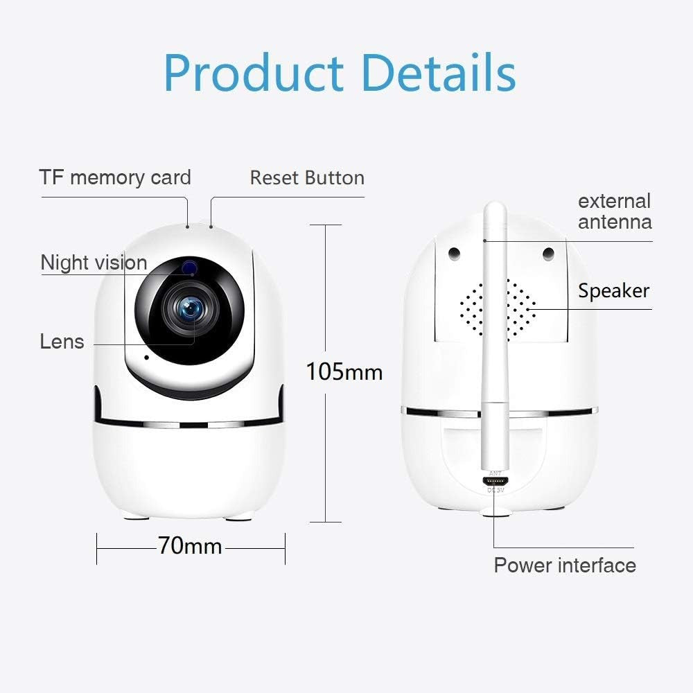 Moniteur de bébé HD avec vision nocturne, rotation à 360° et alertes
