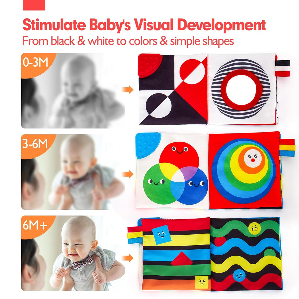 Livre Sensoriel à Contraste Élevé - Jouet pour Bébé 6-12 Mois