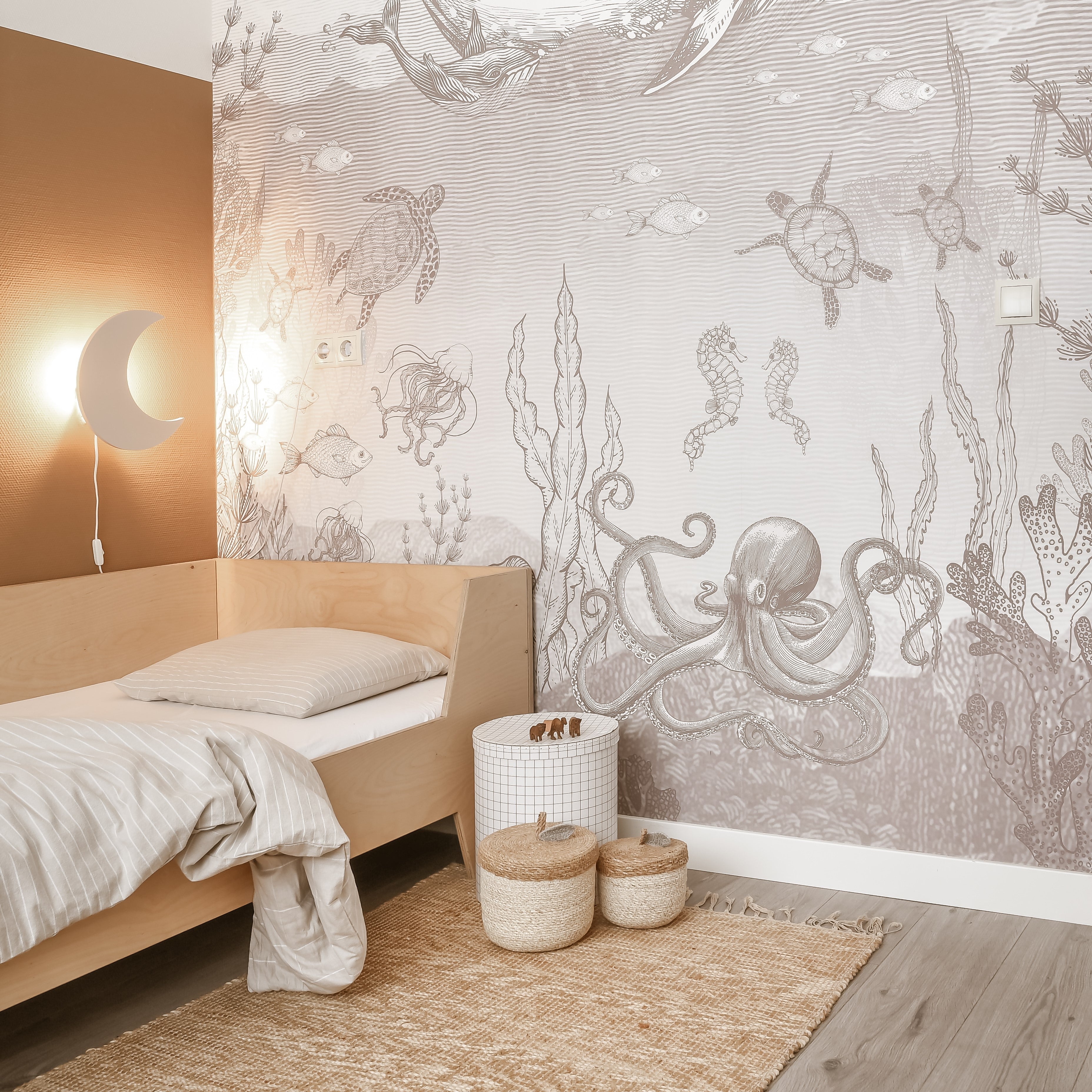 Applique Murale en Bois pour Chambre d'Enfant - Forme de Lune