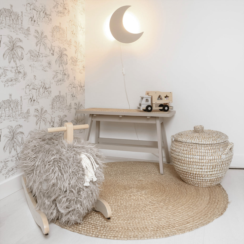 Applique Murale en Bois pour Chambre d'Enfant - Forme de Lune