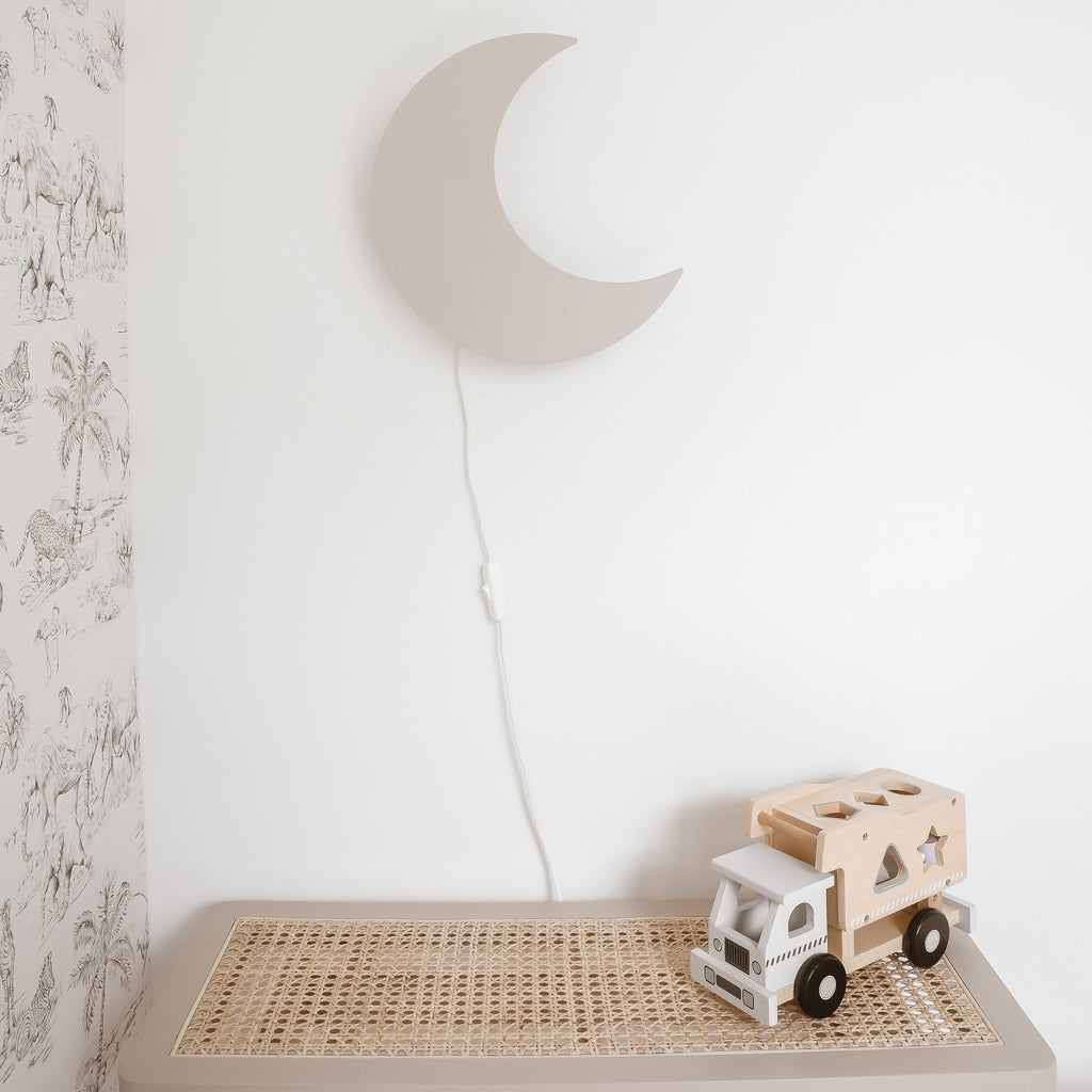 Applique Murale en Bois pour Chambre d'Enfant - Forme de Lune
