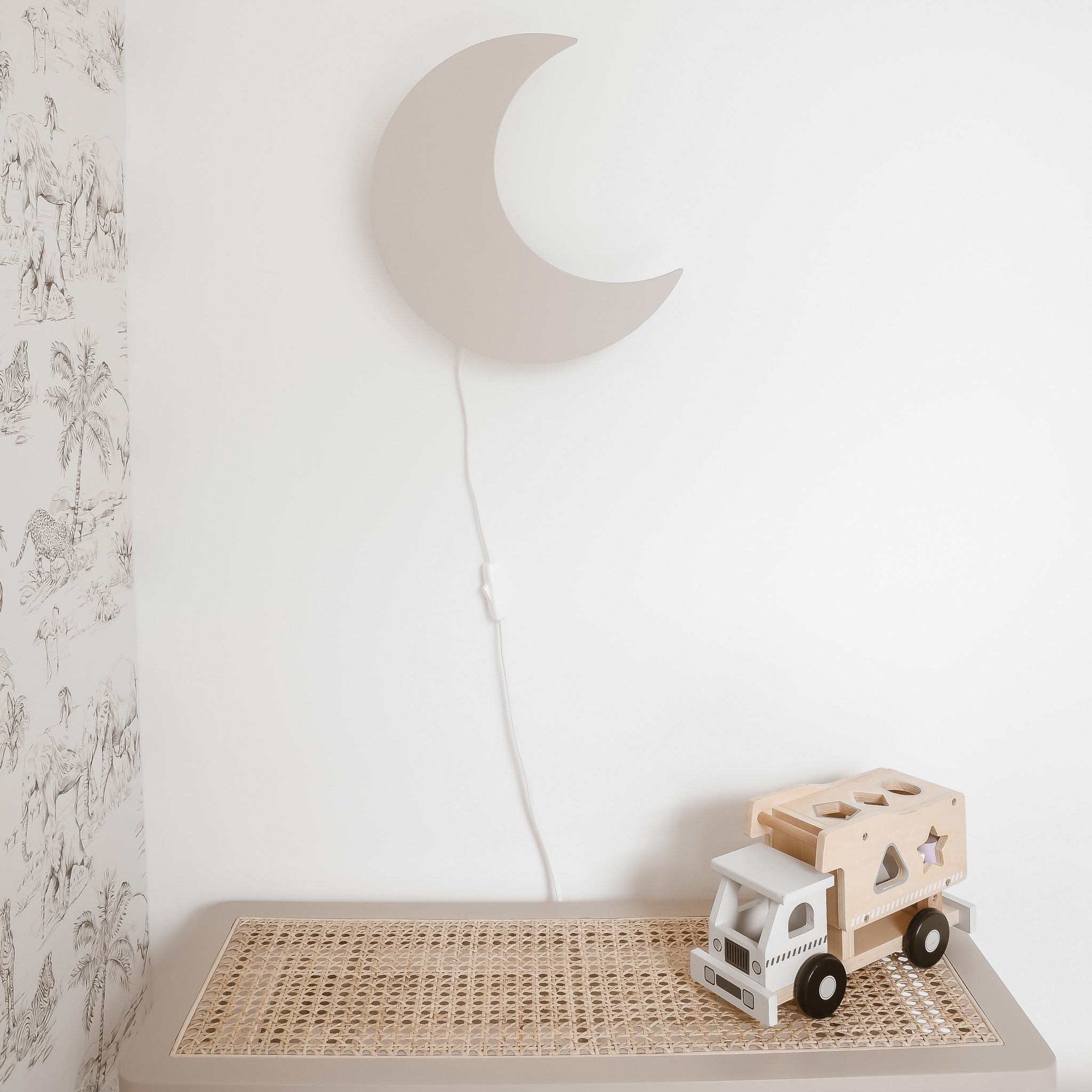 Applique Murale en Bois pour Chambre d'Enfant - Forme de Lune